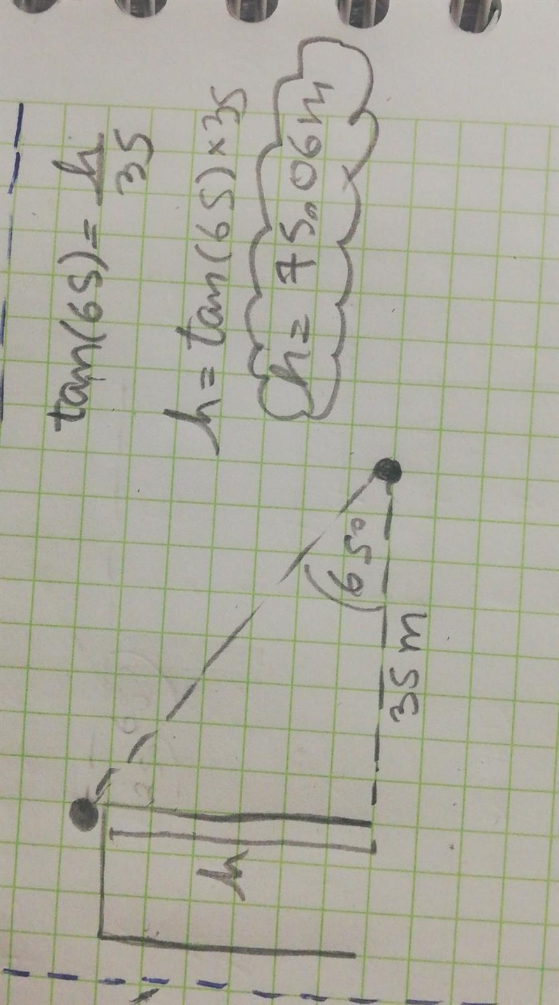 From a point 35 meters from the base of a building, the angle of elevation of the-example-1