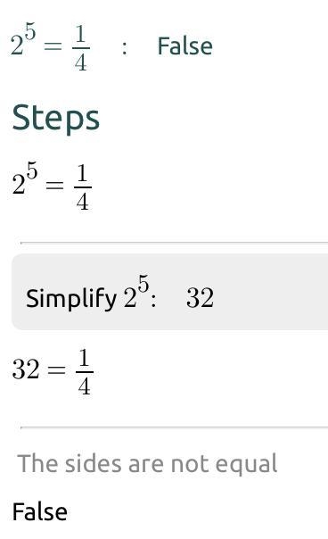 Determine the missing exponent 2^5=1/4​-example-1