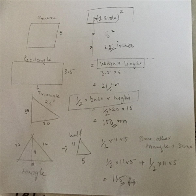 Find the Area. Answer 1. 2. 3. and 4. please.-example-1