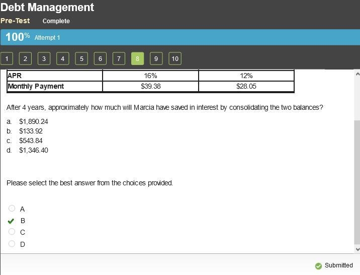 Marcia has two credit cards and would like to consolidate the two balances into one-example-2