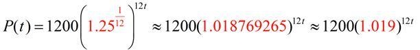 The function f(t) = 2300(0.25) represents the change in a quantity over t decades-example-3