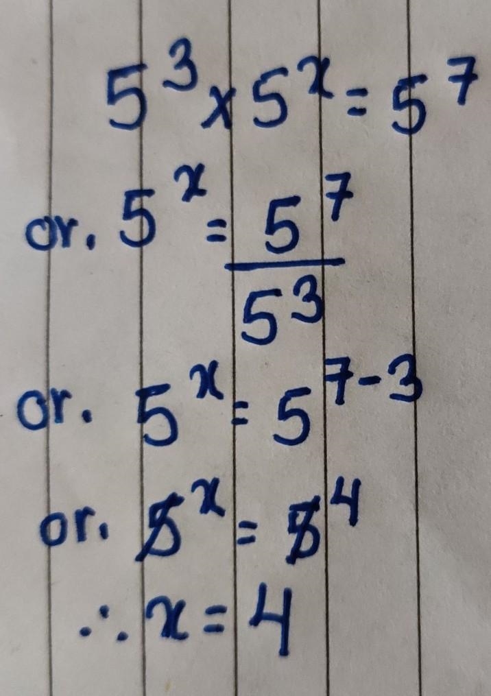 5^3x 5^x= 5^7 Find the value of x.-example-1