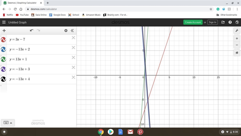 Which equation is Perpendicular to y=3x−7 and goes through the point (9, -1) y = −13x-example-1