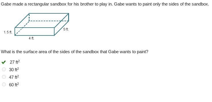 Gabe made a rectangular sandbox for his brother to play in. Gabe wants to paint only-example-1