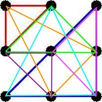 How many different isosceles right triangles can be formed from three dots in the-example-1