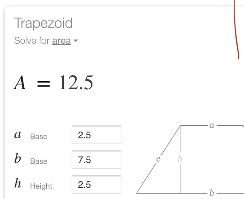 Find the area of the shape shown below, 7.5, 2.5, 2.5-example-1