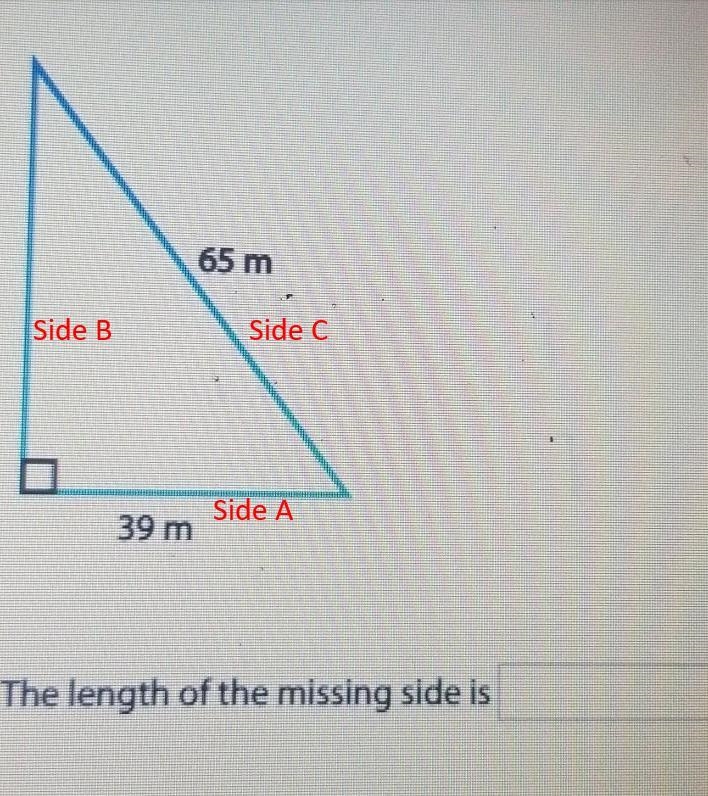 Find the length of the missing side The length of the missing side is​-example-1