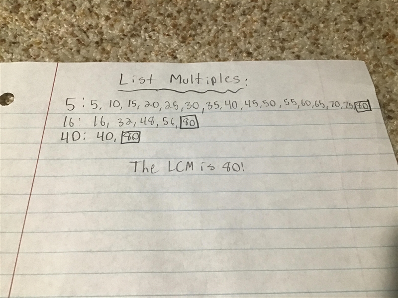 Find The LCM . 5, 16 , 40-example-1