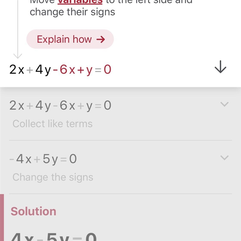 What ordered pair is a solution of the equation ? 2x + 4y = 6x - y-example-1