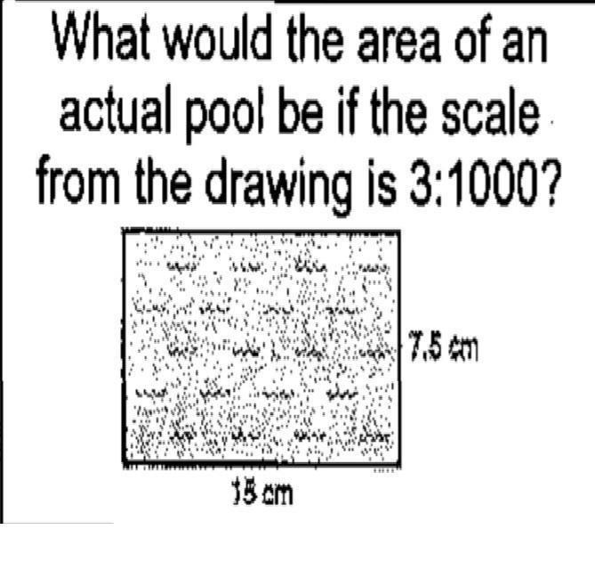 What would the area of an actual pool be in the scale from the drawing is 3:1000-example-1