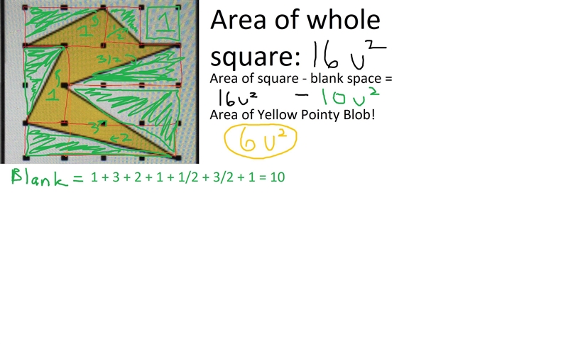 Find the area of the shaded polygon There’s no measurements, use square unit. One-example-1