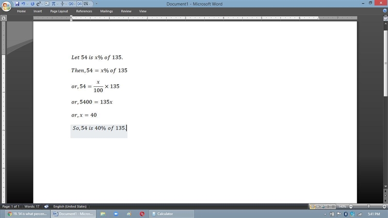 19. 54 is what percent of 135-example-1