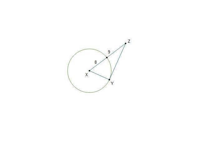 What must be the length of ZY in order for ZY to be tangent to circle X at point Y-example-1