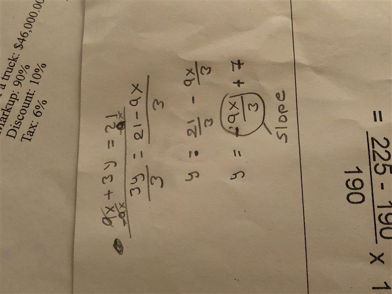 What is the slope of the linear equation 9×+3y=21?-example-1