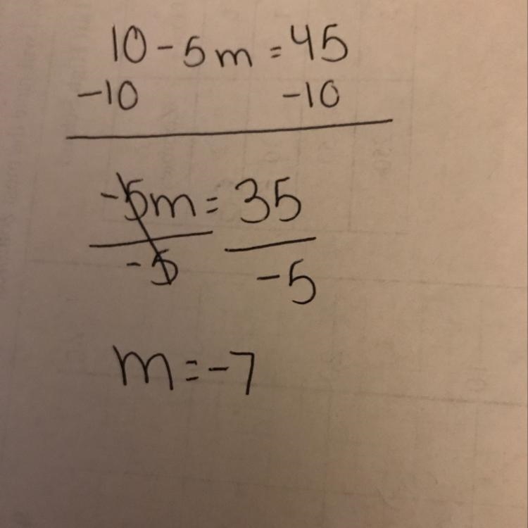 10-5m=45 please show step by step thank you-example-1