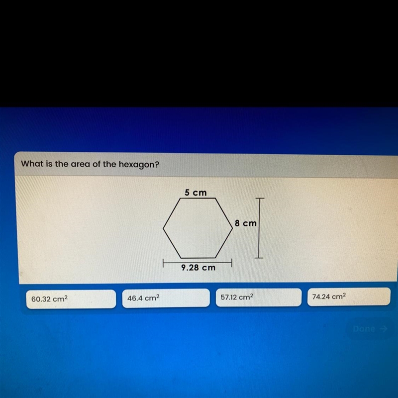 What is the area of the hexagon?-example-1