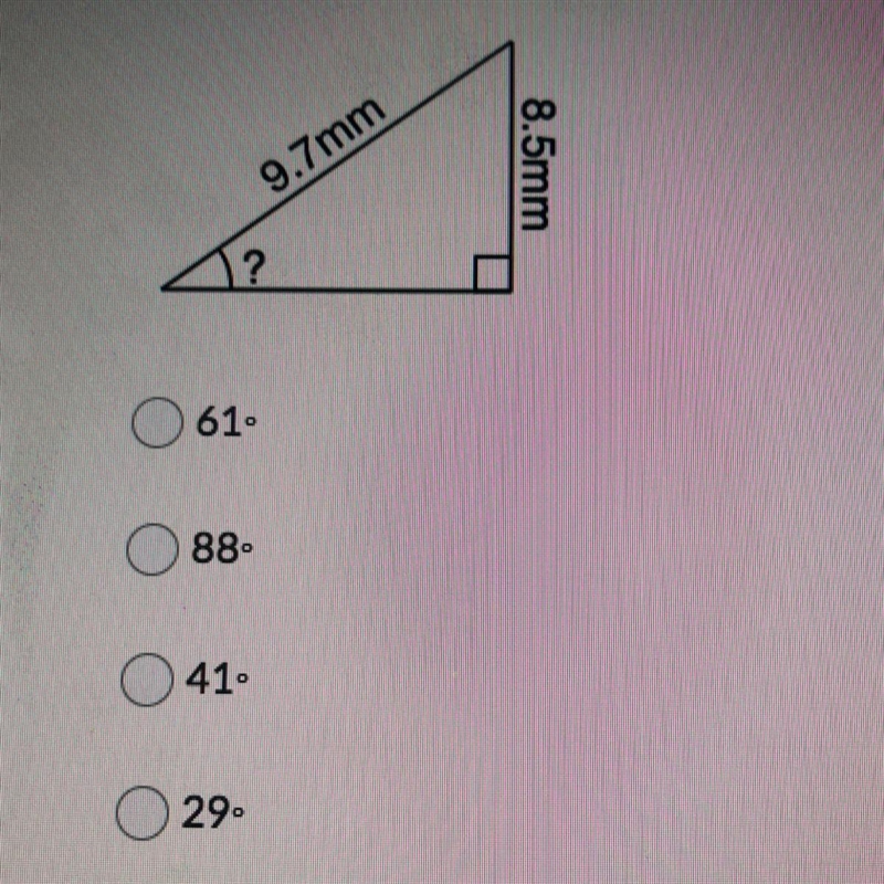 Find the missing angle measurement for each angle. (Be sure to round to the nearest-example-1