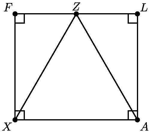 In the figure below, triangle ZAX is equilateral and has perimeter 30. What is the-example-1