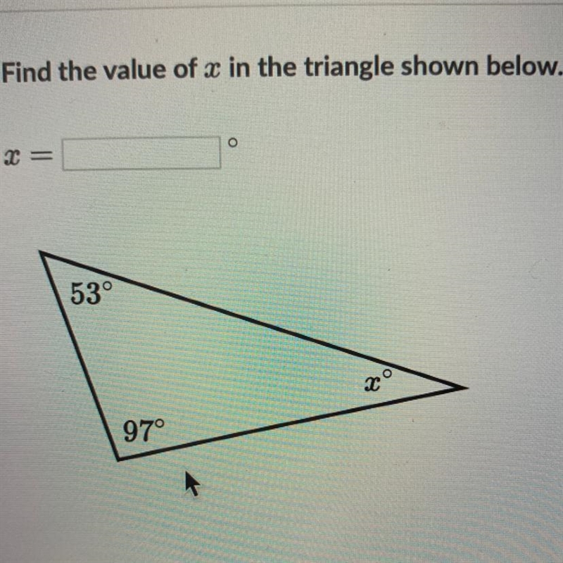 Find the value of X in the triangle shown below-example-1