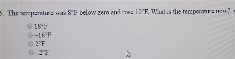 the temperature was 8 degrees Fahrenheit below zero in Rose to 10 degrees Fahrenheit-example-1