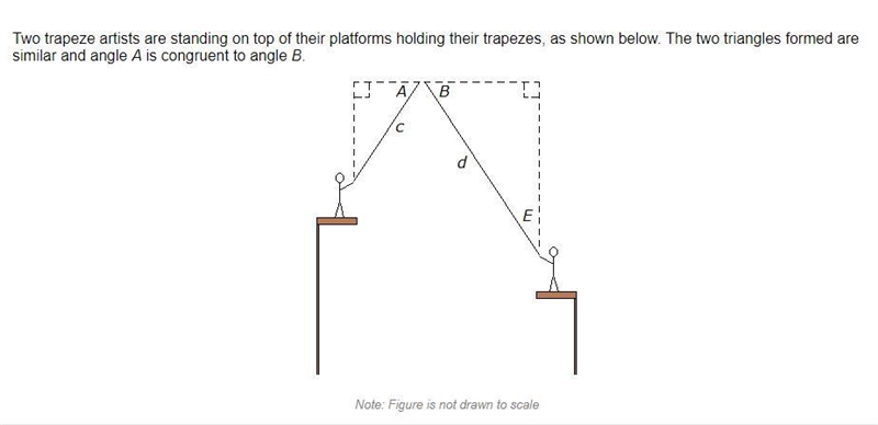 In the diagram, the measure of angle A = 58°, c = 30 feet, and d = 45 feet. What is-example-1