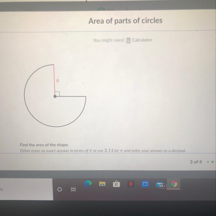 Find the area of the shape . ( exact answer )-example-1