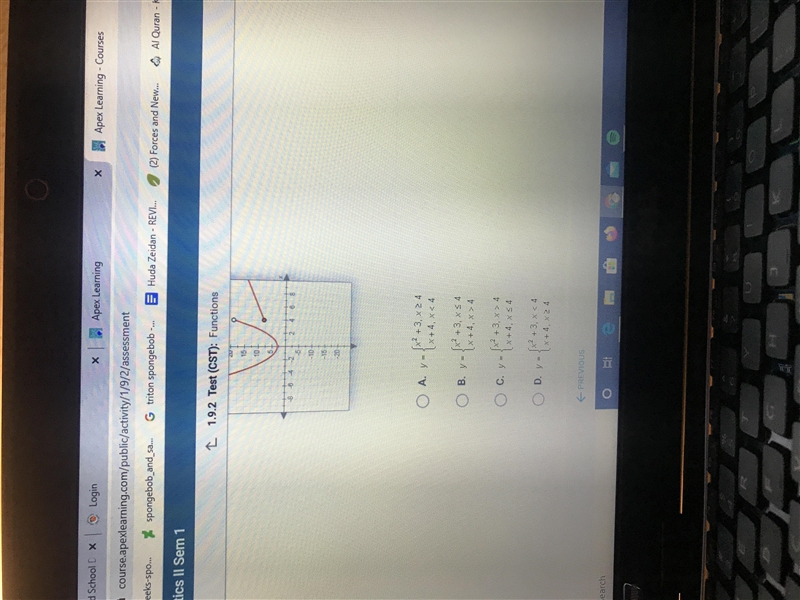 Which of the following functions is graphed below? Please help ASAP-example-1