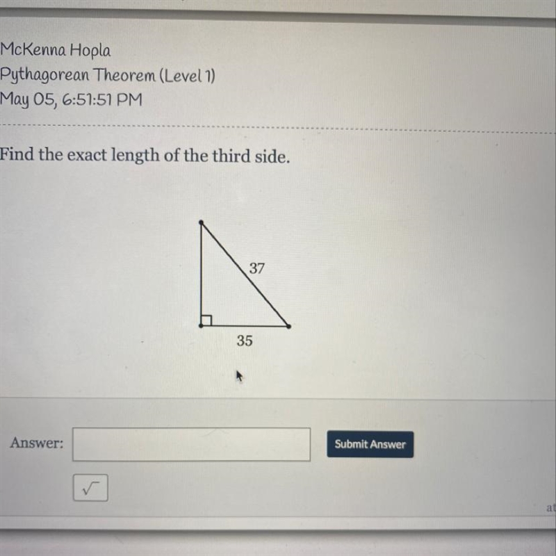 Find the exact length for the third side-example-1