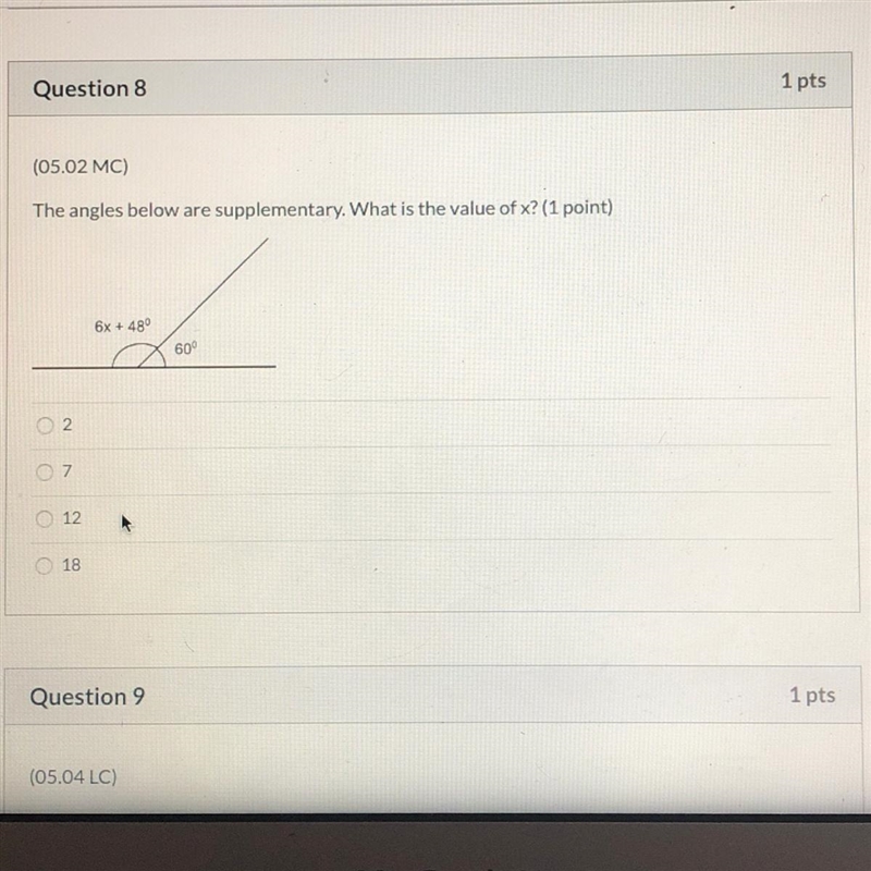 The angles below are supplementary. What is the value of X ? 6x + 48 / 60 degrees-example-1