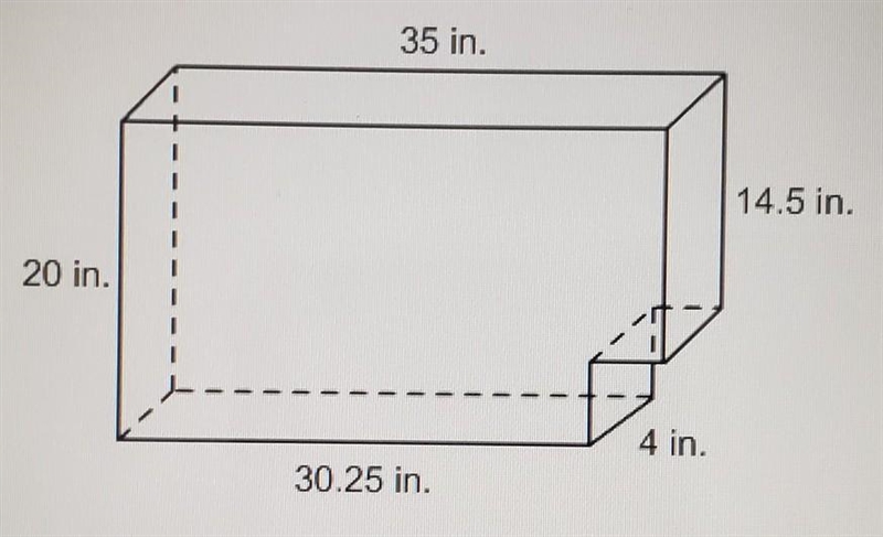 The figure shows the dimensions of a couch cushion. Find the surface area of the cushion-example-1