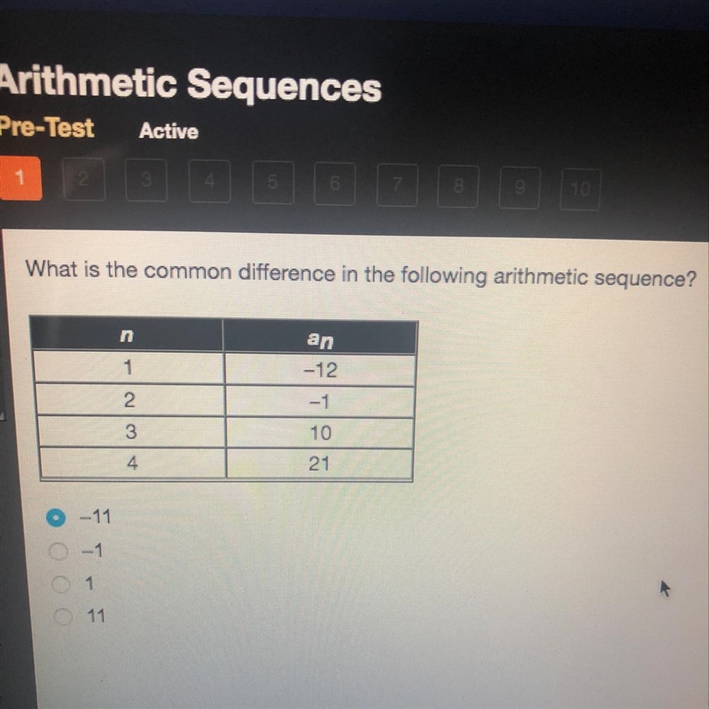 What is the common difference in the following arithmetic sequence-example-1