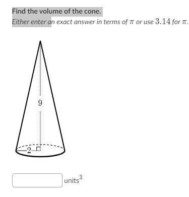 Find the volume of the cone-example-1