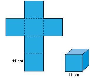 Here is a picture of a cube, and the net of this cube. What is the surface area of-example-1