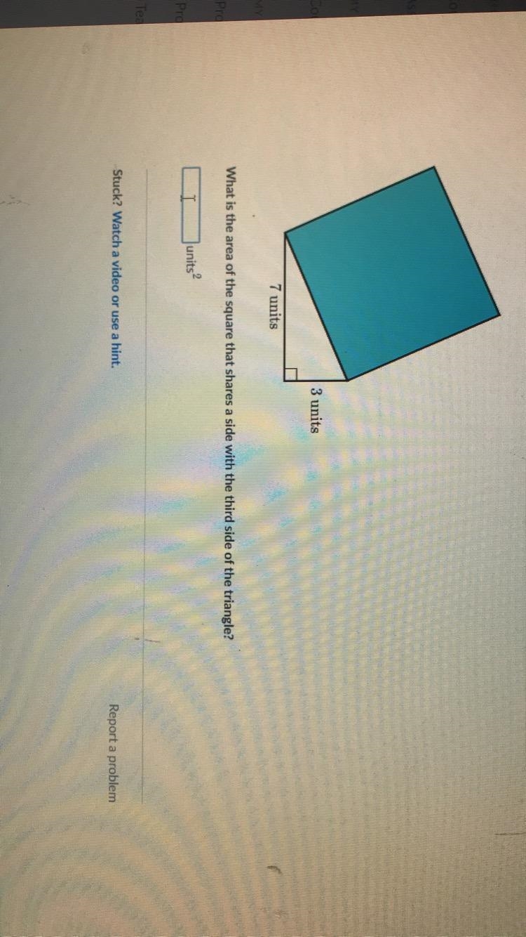 What is the area of the square that shares a side with the third side of the triangle-example-1