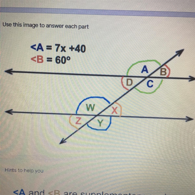 What is the measurement of A, B, C, D, W, X , Y and Z please help !-example-1