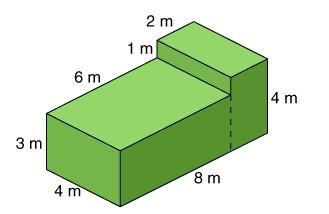 In the solid figure below, what is the volume of the right section of the figure? 8 m-example-1