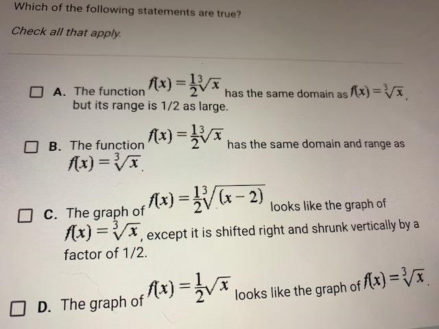 Which of the following statements are true?-example-1