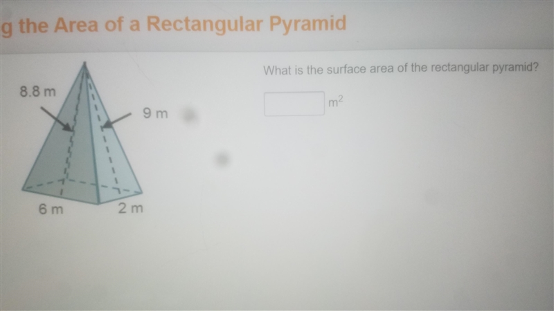 What is the surface area of the rectangular pyramid? Can I get some help?-example-1