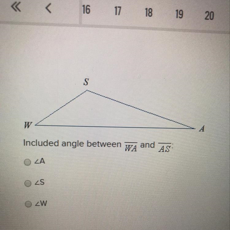 Included angle between WA and AS-example-1