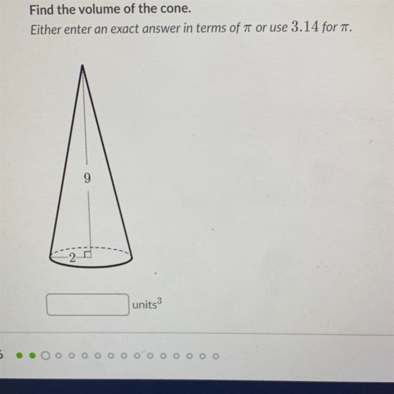 Find the volume of the cone-example-1