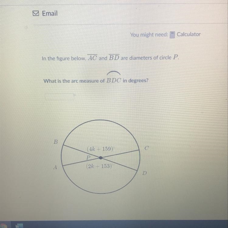 What is the arc measure of BDC in degrees?-example-1