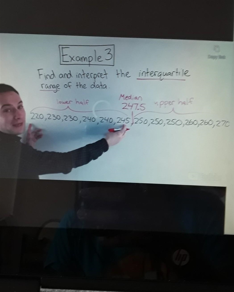 What is the 1st quartile? (median of lower half) 240 235 230​-example-1