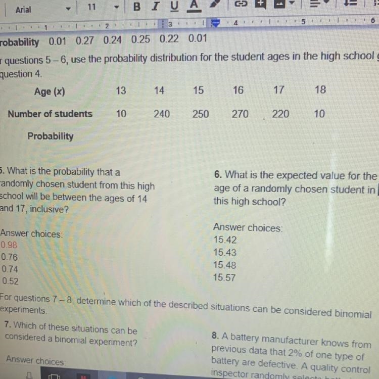 6. What is the expected value for the age of a randomly chosen student in this high-example-1