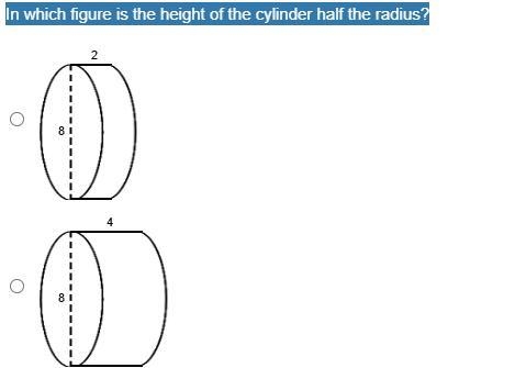 In which figure is the height of the cylinder half the radius?-example-1