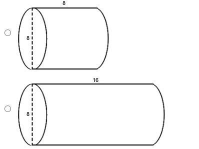 In which figure is the height of the cylinder half the radius?-example-2