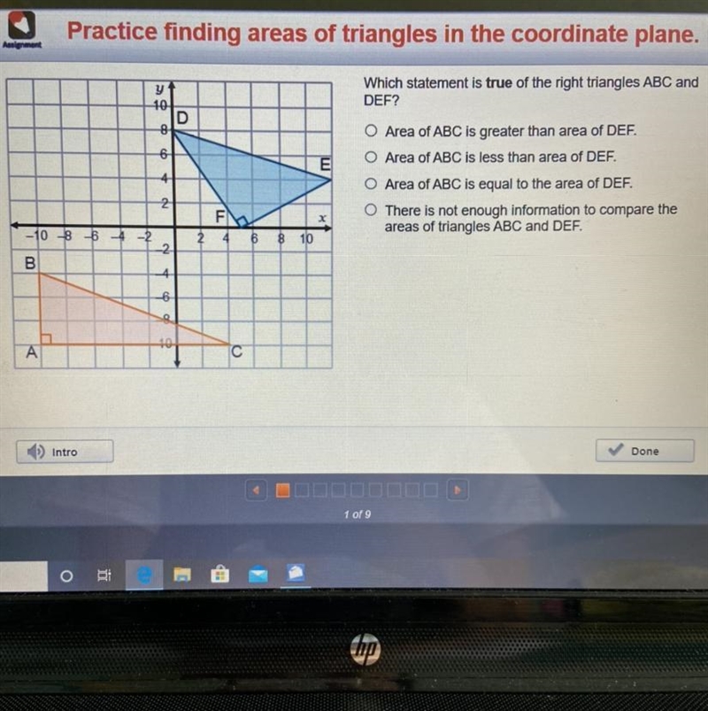 Which statement is true about the right angles ABC and DEF-example-1