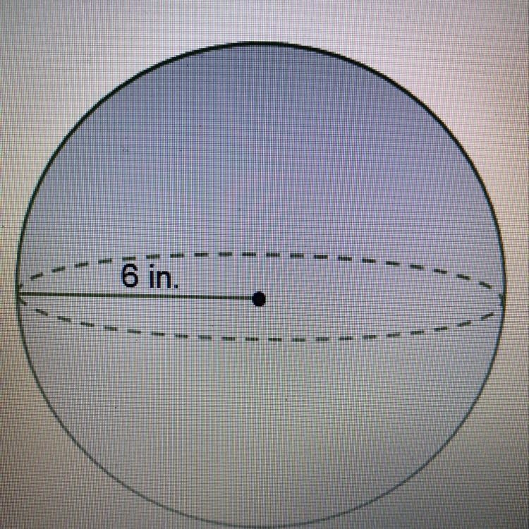 What is the volume of the sphere in terms of r? V= 288 pie in.^3-example-1