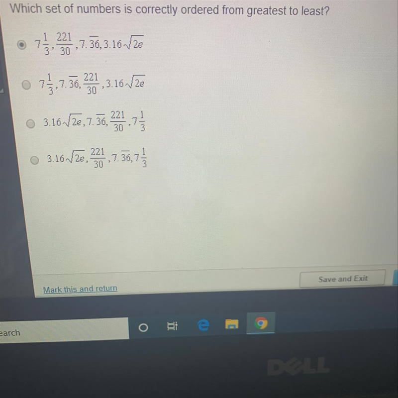 Which set of numbers is correctly ordered from greatest to least?-example-1