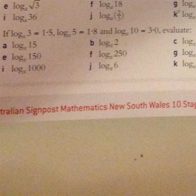 If you're good at logarithms please help me with question j on the bottom-example-1