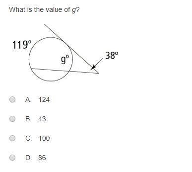 What is the value of g? The image is of a circle with a tangent and a secant, which-example-1